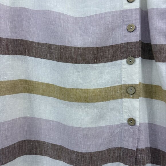 Rachel‎ Zoe Size XL 100% Linen Pastel Striped Button Front Midi Wrap Skirt - Picture 3 of 9
